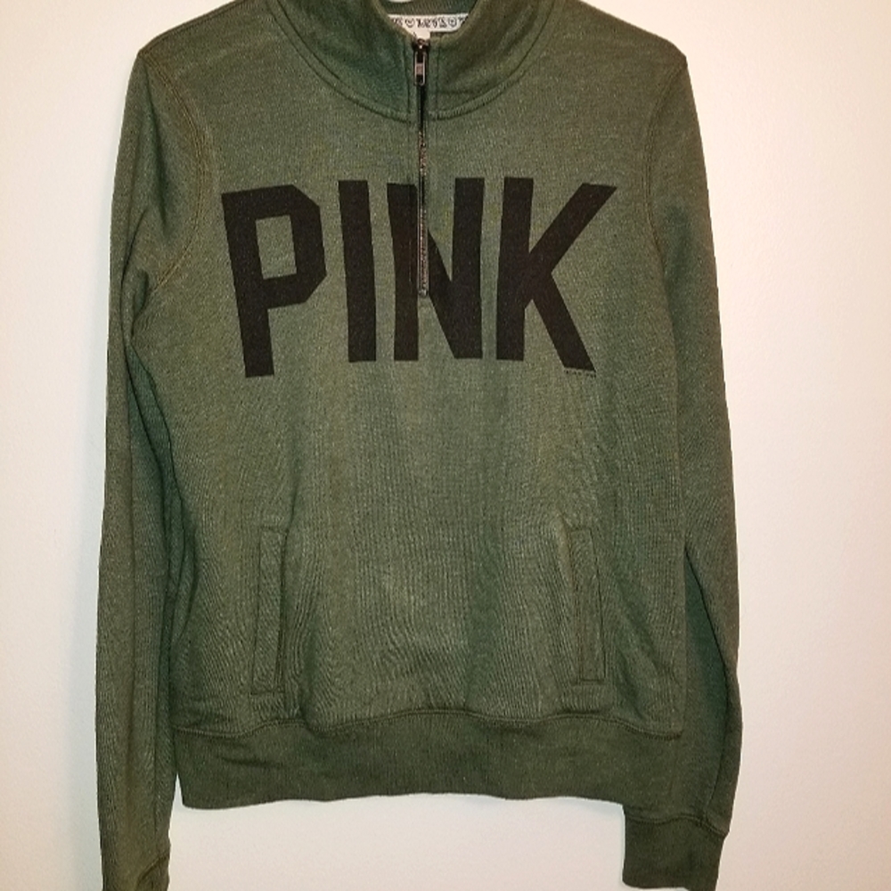 💚VS PINK quarter zip up sweatshirt💚